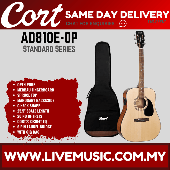 Cort AD810E - Acoustic-Electric Guitar with Gig Bag (AD810/AD-810E)