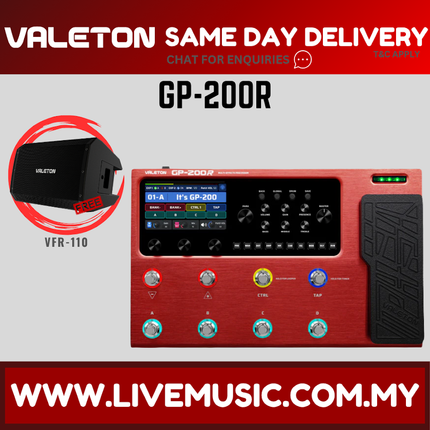 Valeton GP-200R Multi-Effects Processor With LPC-M Multi-Effect Pedal Case - Red ( GP200 / GP 200 )