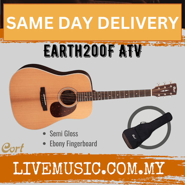 Cort Earth200ATV - Acoustic Guitar with Gig Bag, Semi Gloss (Earth 200 ATV/Earth-200)