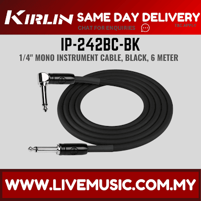 Kirlin Cable IP-242BC 3/6/10 Meter Mono Right Angle L Instrument Cable For Electric Acoustic Bass Guitar Speaker Amp Keyboard Drum Amplifier (IP 242BC/IP242BC)
