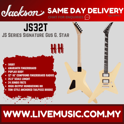 Jackson JS Series JS32T Signature Gus G Star Electric Guitar, Amaranth Fretboard - Ivory (JS-32T)