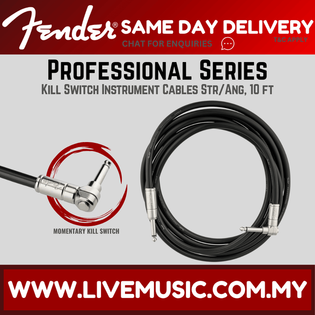 Fender Professional Series Kill Switch 10FT Straight/Angled Instrument Cable
