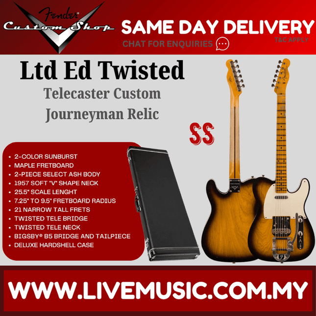 Fender Custom Shop Limited Edition Twisted Telecaster Custom Journeyman Relic, 2-Color Sunburst