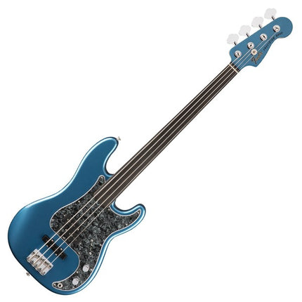 Fender Tony Franklin Fretless Precision Bass Guitar, Ebony Fretboard with Deluxe Hardshell Case - Lake Placid Blue