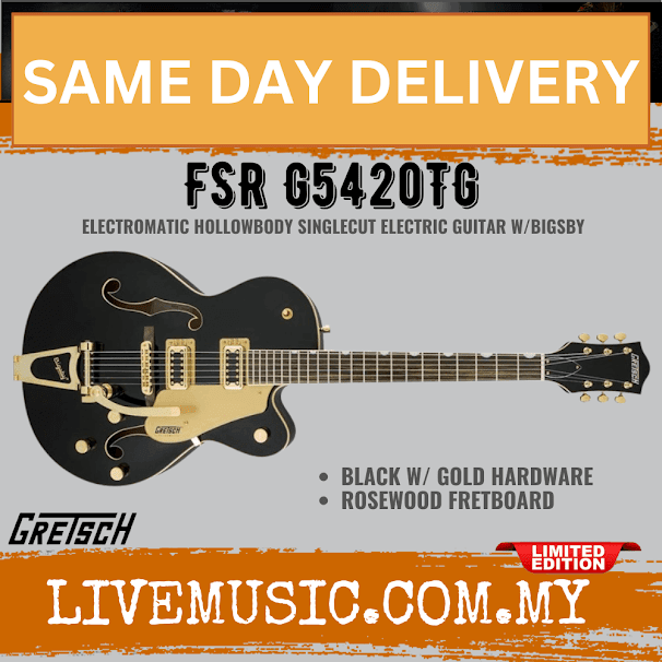 Gretsch FSR G5420TG Electromatic Hollowbody Singlecut Electric Guitar w/Bigsby, Black w/ Gold Hardware ( G5420 TG  / G5420TG )