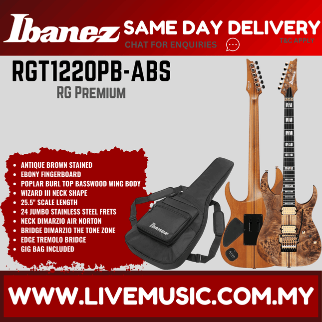 Ibanez Premium RGT1220PB-ABS Electric Guitar - Antique Brown Stained ( RGT1220PB ABS / RGT1220PBABS )