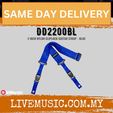 DiMarzio DD2200 2'Inch Cliplock Guitar Strap - Blue (DD2200-BL/DD2200 BL)