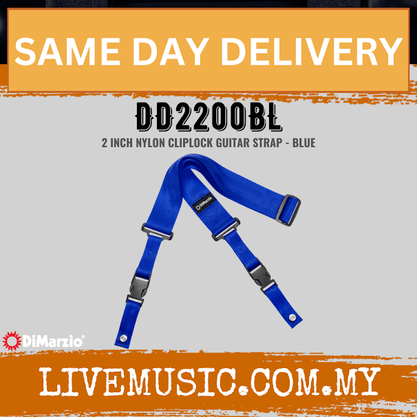 DiMarzio DD2200 2'Inch Cliplock Guitar Strap - Blue (DD2200-BL/DD2200 BL)