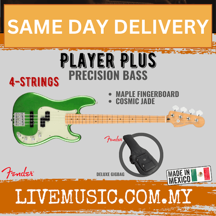 Fender Player Plus Precision Bass Guitar, Maple Fretboard - Cosmic Jade