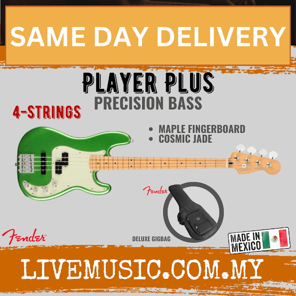 Fender Player Plus Precision Bass Guitar, Maple Fretboard - Cosmic Jade