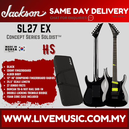 Jackson Concept Series Soloist SL27 EX Electric Guitar, Ebony FB, Gloss Black