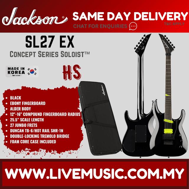 Jackson Concept Series Soloist SL27 EX Electric Guitar, Ebony FB, Gloss Black