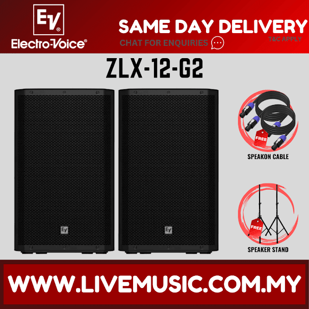 EV Electro-Voice ZLX-12 G2 1000W 12" Passive Speaker With Speaker Stand-Each / Pair (ZLX 12 ZLX12)