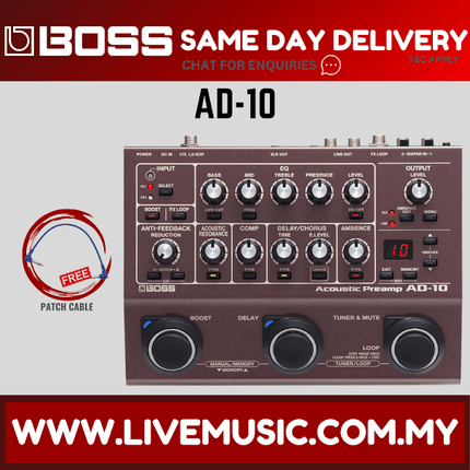 Boss AD-10 Acoustic Guitar Processor Pedal (AD10)