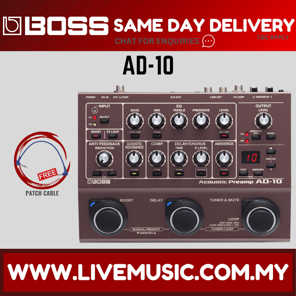 Boss AD-10 Acoustic Guitar Processor Pedal (AD10)