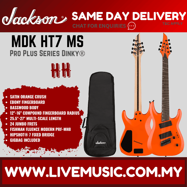 Jackson Pro Plus Series MDK7 MS Electric Guitar, Satin Orange Crush