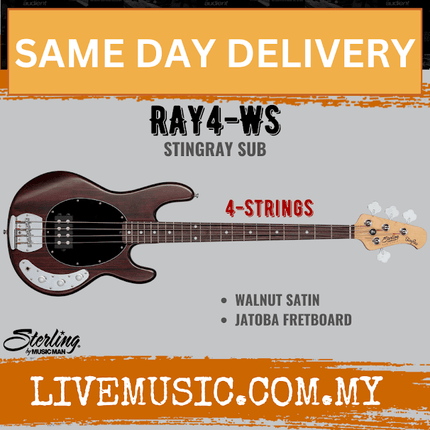 Sterling Ray4 Stingray 4-String Electric Bass Guitar Jatoba Fretboard - Walnut Satin (Ray-4/Ray 4)