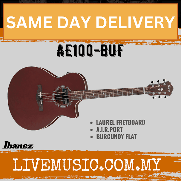 Ibanez AE100 AE Series Acoustic Electric Guitar - Burgundy Flat / Dark Tide Blue Flat ( AE-100 / AE 100 )