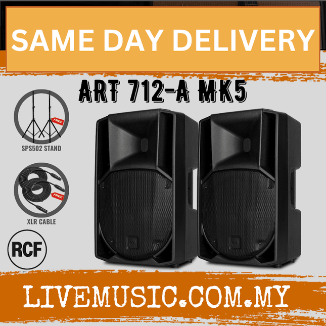 RCF ART 712-A MK5 12" 1400W 2-way Active Powered Speaker w/Speaker Stand - Each / Pair ( ART712A / ART712 / MK5 )