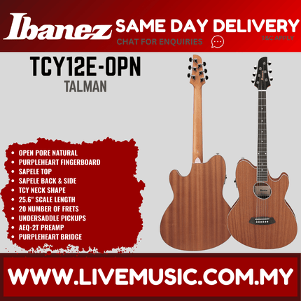Ibanez Talman acoustic-electric guitar with open pore natural finish and AEQ-21 preamp