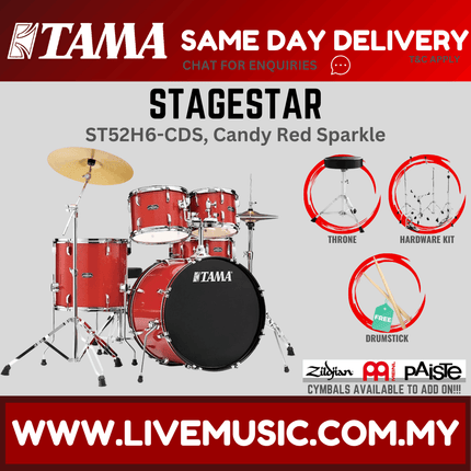 Tama Stagestar ST52H6 5-piece Drum Set With Drumsticks and Throne ( NO CYMBAL )