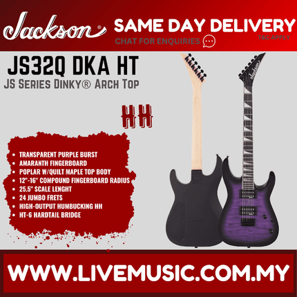 Jackson JS Series Dinky Arch Top JS32Q DKA HT Electric Guitar, Amaranth FB-Purple Burst ( JS32Q DKAHT )