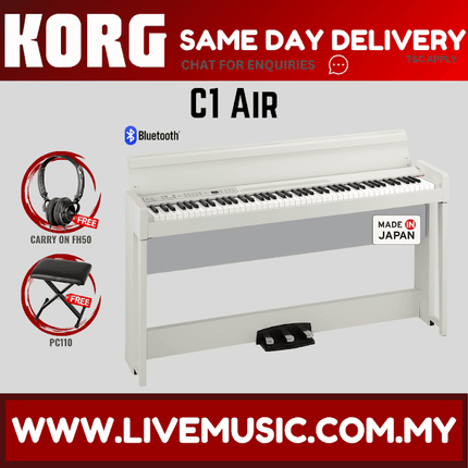 Korg C1 Air Digital Piano with Keyboard Bench and Adaptor - White ( C1AIR / C1-AIR )