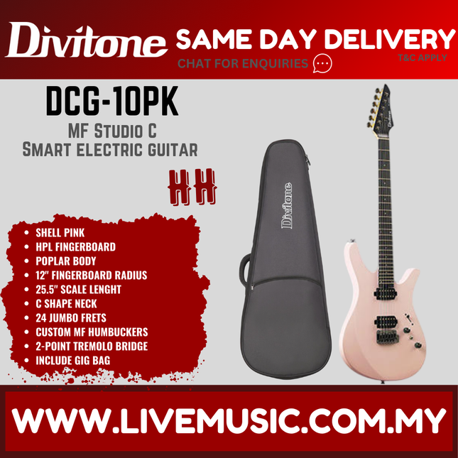 Divitone DCG-10 HH MF Studio C Electric Guitar - Pink ( DCG10 DCG 10 )