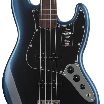 Fender American Professional II Fretless Jazz Bass Electric Guitar, Rosewood Fretboard - Dark Night