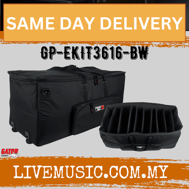 Gator Drum Bag w/ Divider System for Electronic Drum Set - Large, Wheels ( GP EKIT3616 BW / GPEKIT3616BW )