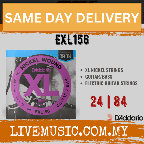 D'addario EXL156 Xl Nickel Wound Electric Guitar Strings, Fender Bass Vi, 24-84 Gauge