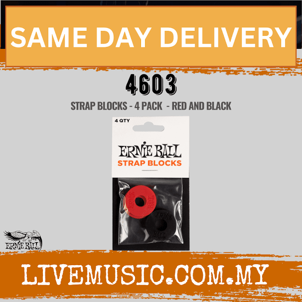 Ernie Ball 4603 Strap Blocks, Red & Black, 4-pack