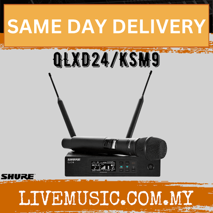 Shure QLXD24/KSM9 Handheld Wireless Microphone System, QLXD4 Receiver & QLXD2 Handheld Transmitter with KSM9 Microphone Head ( QLXD24-KSM9 / QLXD24KSM9 )