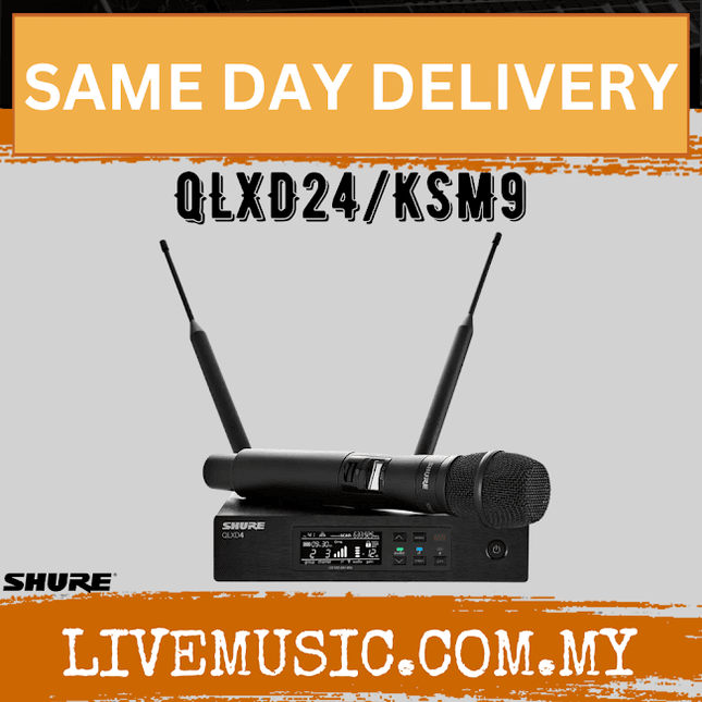 Shure QLXD24/KSM9 Handheld Wireless Microphone System, QLXD4 Receiver & QLXD2 Handheld Transmitter with KSM9 Microphone Head ( QLXD24-KSM9 / QLXD24KSM9 )