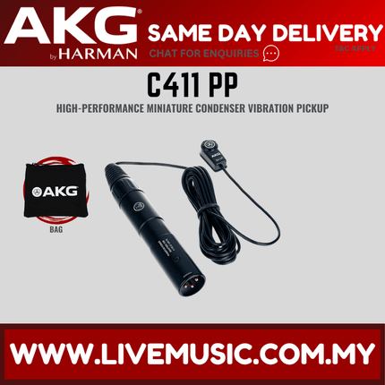AKG C411 PP High-performance Miniature Condenser Vibration Pickup with MPAV standard XLR connector (AKG/C411PP)