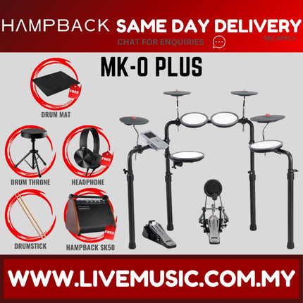 Hampback MK-0 PLUS Full Mesh Digital Drum Set w/Headphone, Drumstick And Drum Throne - ( MK0 MK 0 MK0PLUS)