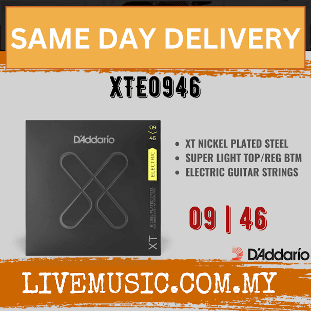 D'Addario XTE0946 - XT Electric Nickel Plated Steel Strings, Super Light Top/Regular Bottom (9-46)(Daddario)