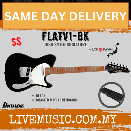 Ibanez FLATV1-BK Josh Smith Signature Electric Guitar w/ Case, Black ( FLATV1 BK / FLATV1BK )