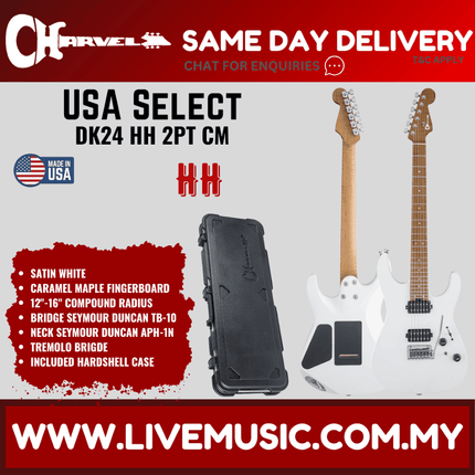 Charvel USA Select DK24 HH 2PT Electric Guitar, Caramelized Maple FB, Snow White