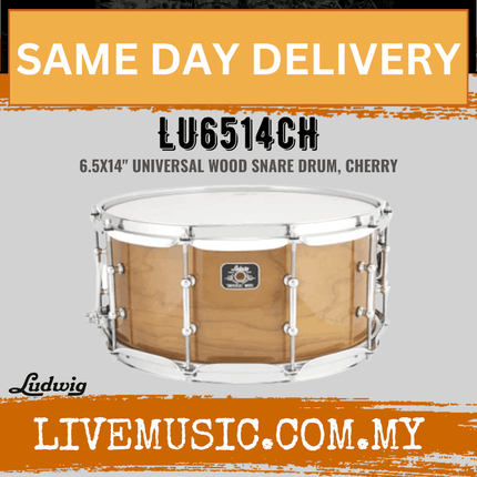 Ludwig LU6514CH 6.5x14inch Universal Wood Snare Drum, Cherry