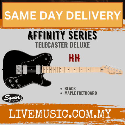 Squier Affinity Series Telecaster Deluxe HH Electric Guitar, Maple Fretboard - Black