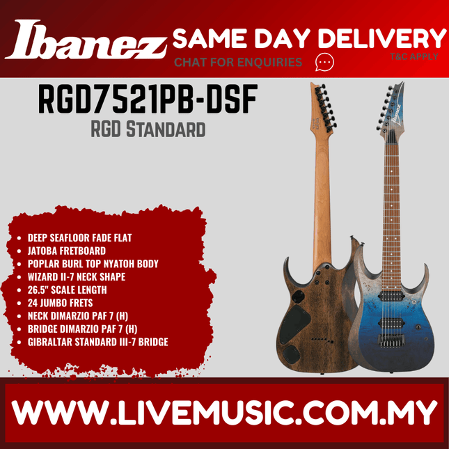 Ibanez Standard RGD7521PB-DSF Electric Guitar - Deep Seafloor Fade Flat ( RGD7521PB DSF / RGD7521PBDSF )