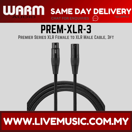 Warm Audio Premier Series XLR Female to XLR Male Cable, 3ft — ( PREM-XLR-3 PREMXLR3 )