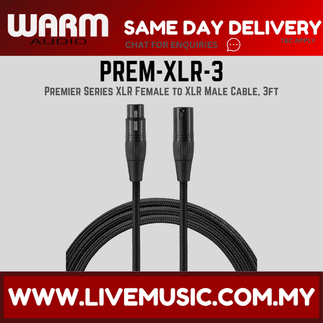 Warm Audio Premier Series XLR Female to XLR Male Cable, 3ft — ( PREM-XLR-3 PREMXLR3 )