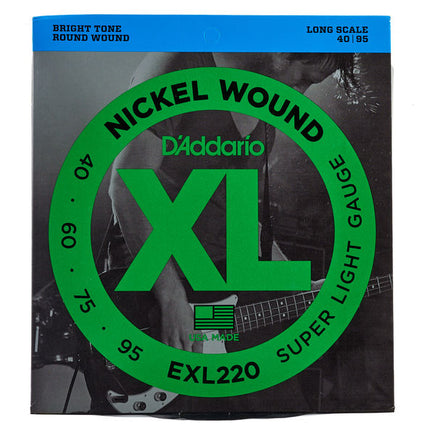 D'Addario EXL220 - Nickel Wound Bass Strings, Super Light, Long Scale (40-95)(DAddario)