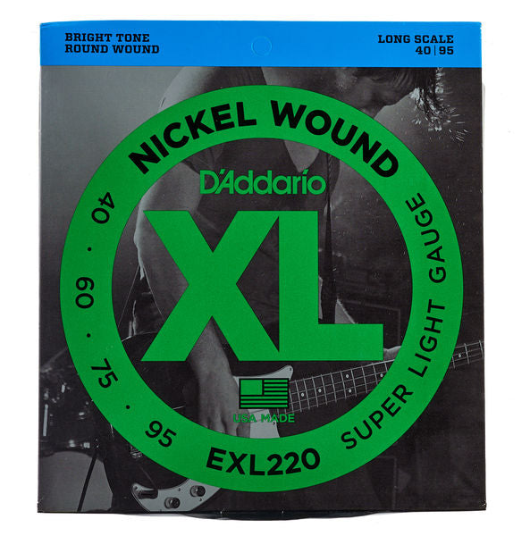 D'Addario EXL220 - Nickel Wound Bass Strings, Super Light, Long Scale (40-95)(DAddario)