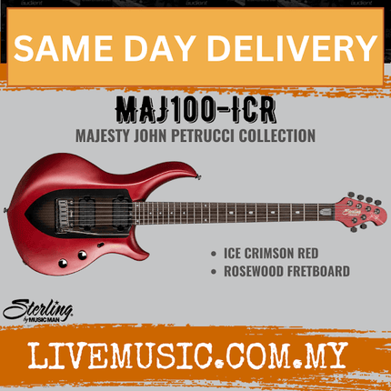 Sterling John Petrucci Majesty MAJ100 Electric Guitar, Rosewood Fretboard - Ice Crimson Red (MAJ 100/MAJ-100)