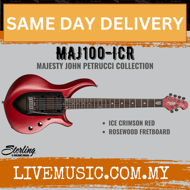 Sterling John Petrucci Majesty MAJ100 Electric Guitar, Rosewood Fretboard - Ice Crimson Red (MAJ 100/MAJ-100)
