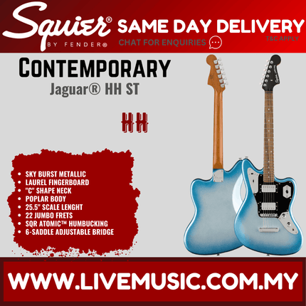 Squier Contemporary Jaguar HH Electric Guitar, Laurel Fretboard - Sky Burst Metallic