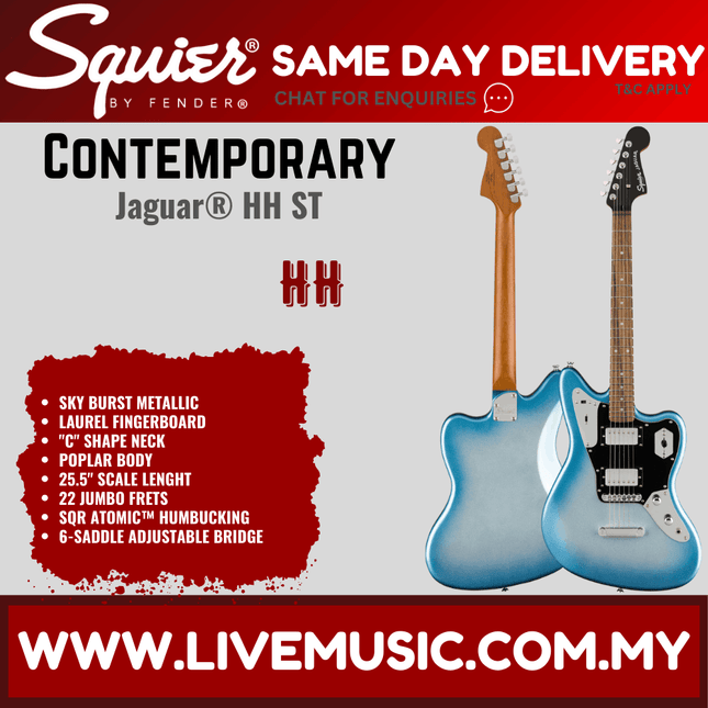 Squier Contemporary Jaguar HH Electric Guitar, Laurel Fretboard - Sky Burst Metallic